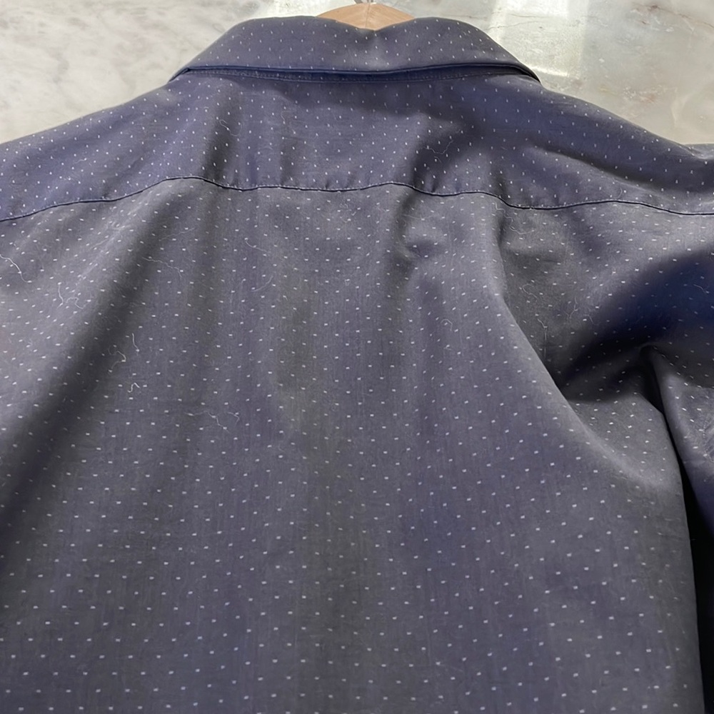 Black Tag Slim Fit Zara Men’s Navy Blue Dress Shirt medium - Picture 3 of 5
